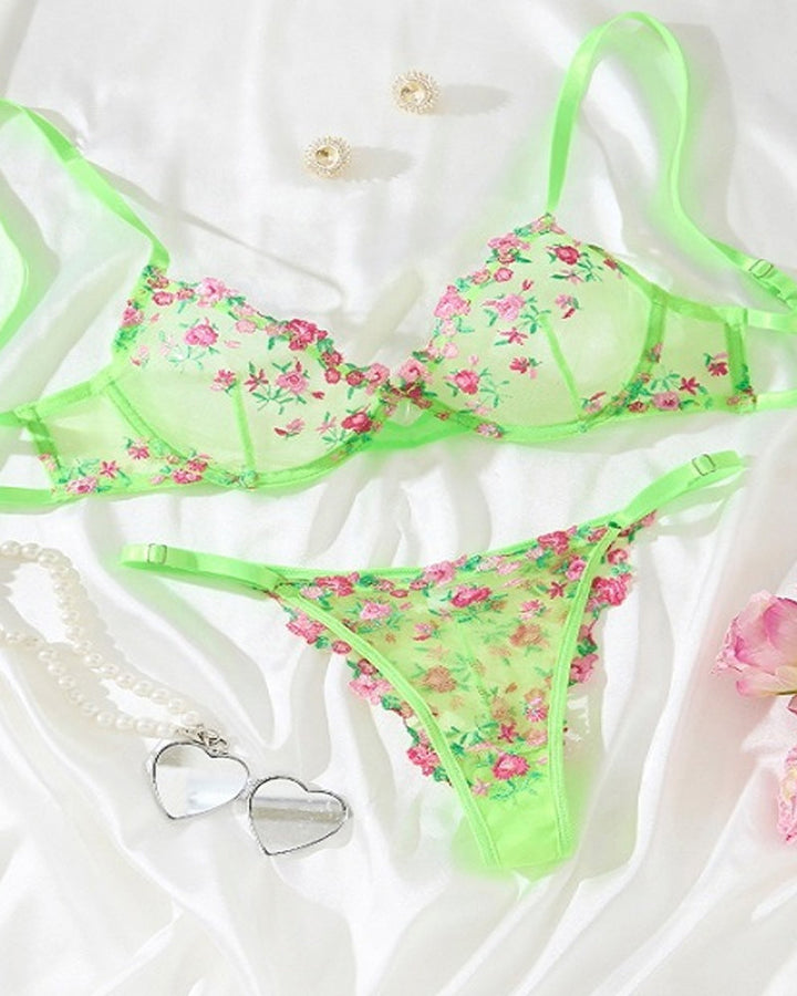 Seraphina – Lace Embroidery Lingerie Set