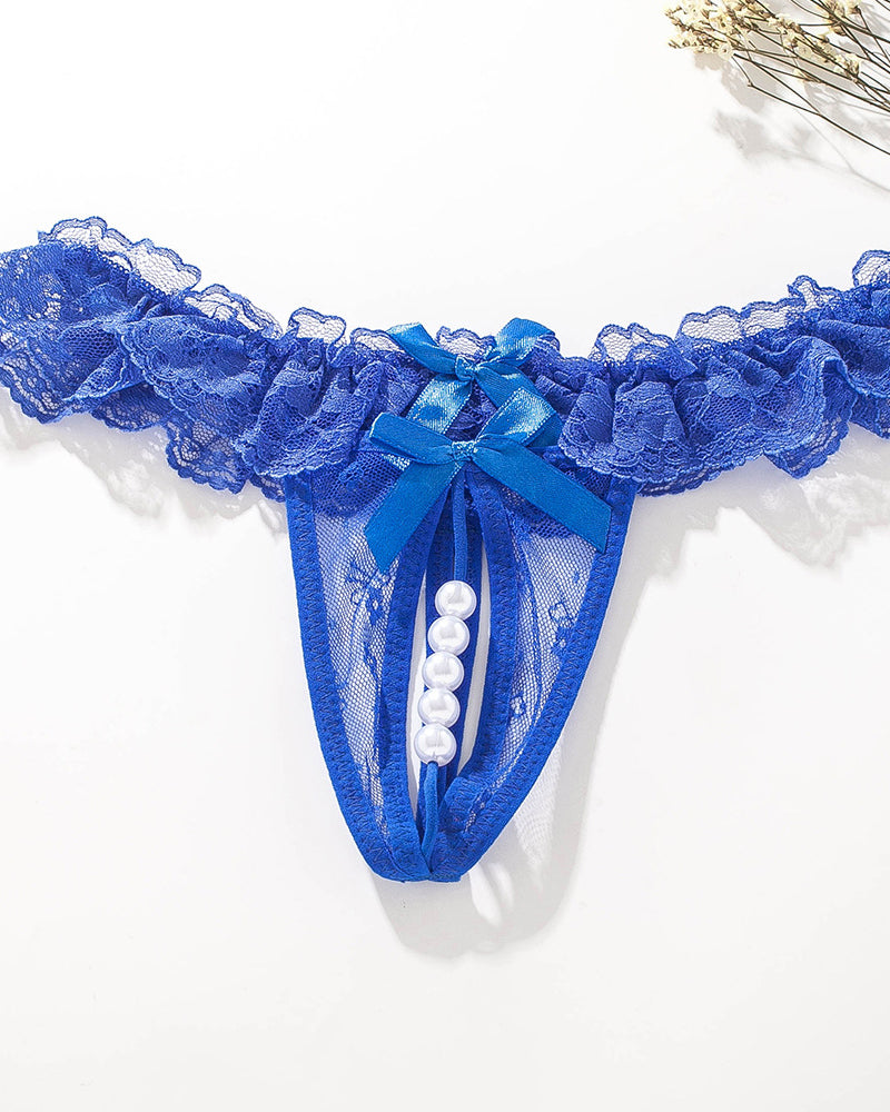 Cyravielle – Lace Crotchless Pearl Thong