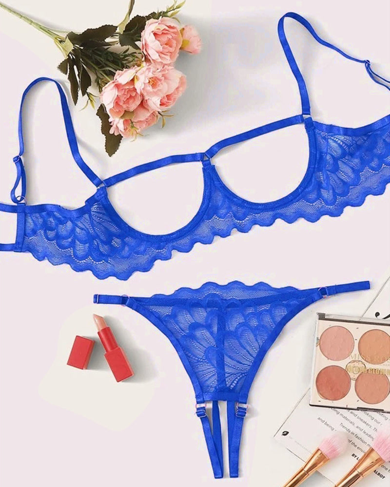 Marcelle – Lace Hollow Bra & Thong Set