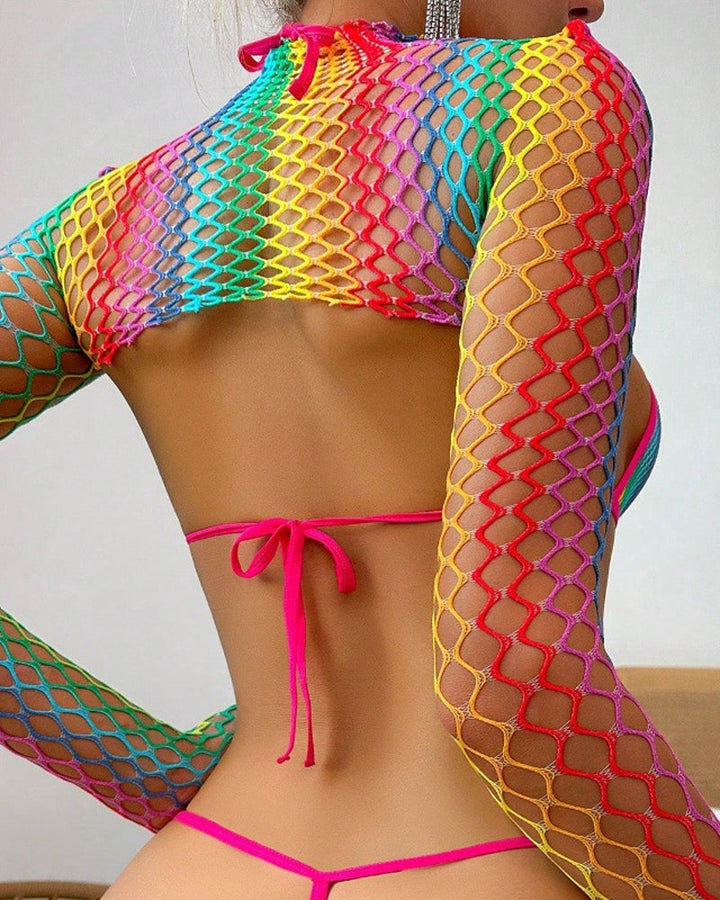 Evelindraia – Rainbow Fishnet Set
