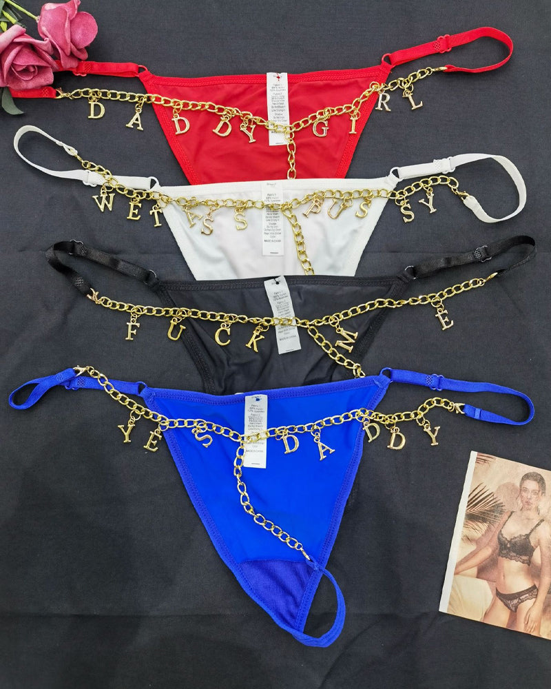 Serenyx – Gold Rhinestone Chain Thongs