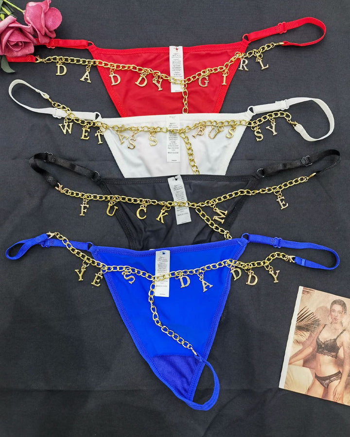 Serenyx – Gold Rhinestone Chain Thongs