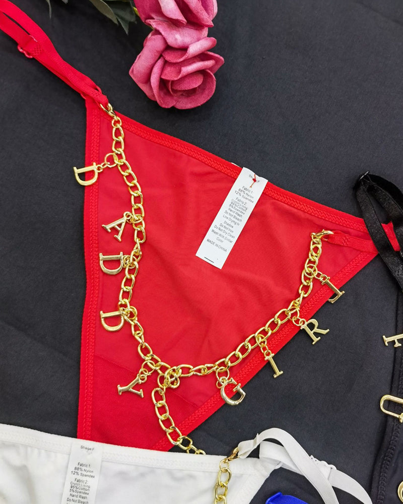 Serenyx – Gold Rhinestone Chain Thongs