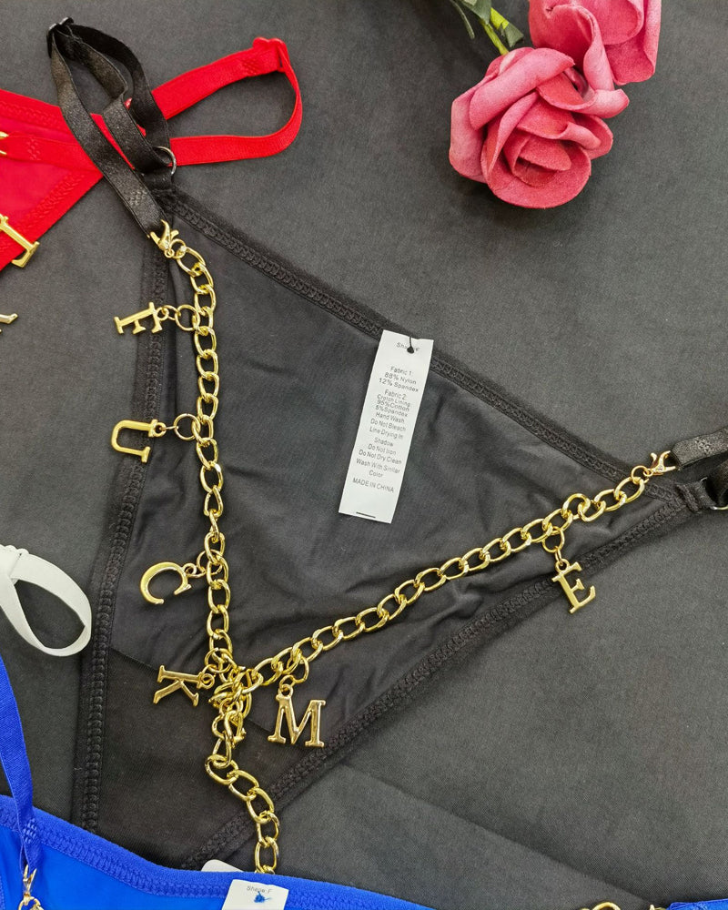 Serenyx – Gold Rhinestone Chain Thongs