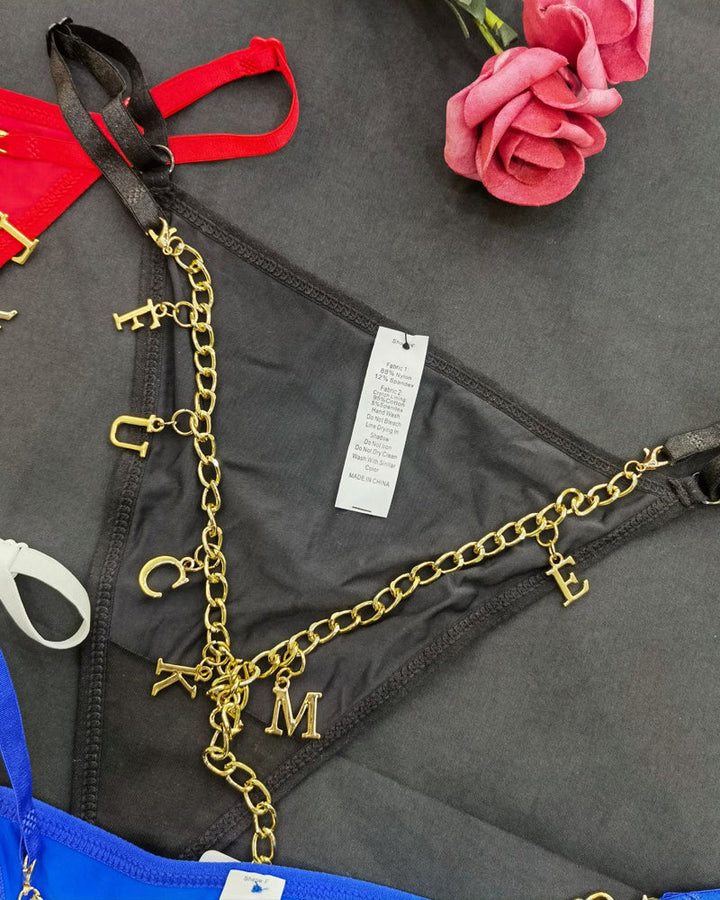 Serenyx – Gold Rhinestone Chain Thongs