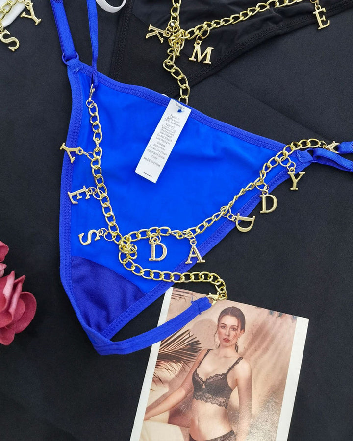 Serenyx – Gold Rhinestone Chain Thongs