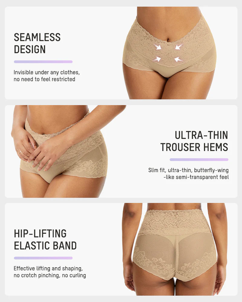 Serenyllisra – Three-Pack High-Waist Lace Tummy-Control Panties