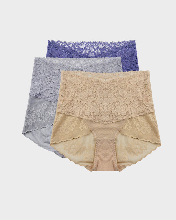 Serenyllisra – Three-Pack High-Waist Lace Tummy-Control Panties