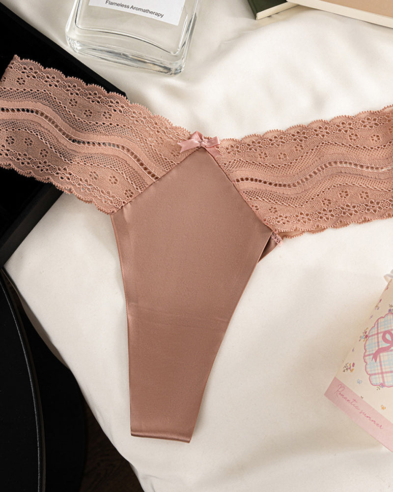Veliryn – Low-Waist Seamless Lace Satin Briefs
