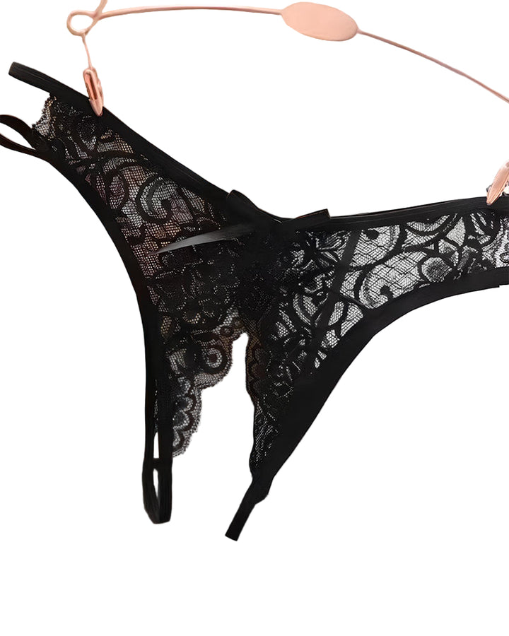 Cyralithia – Lace Open Crotch Low-Rise Thong