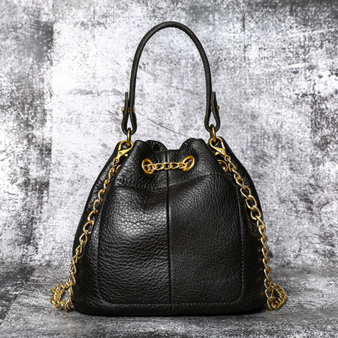 Sameera Leather Drawstring Bucket Bag