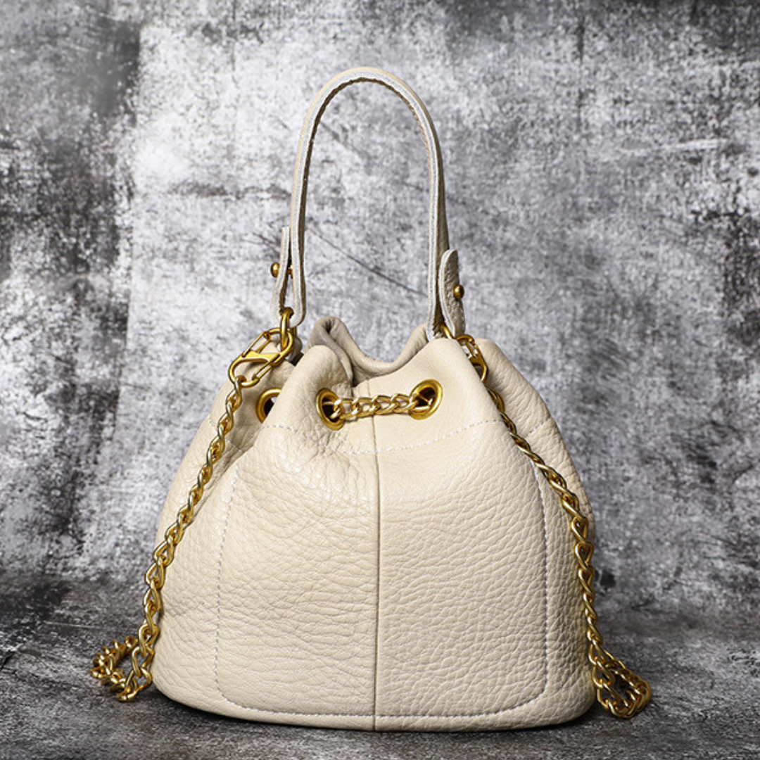 Sameera Leather Drawstring Bucket Bag