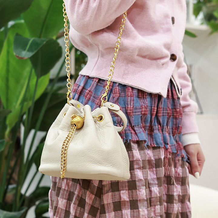 Sameera Leather Drawstring Bucket Bag