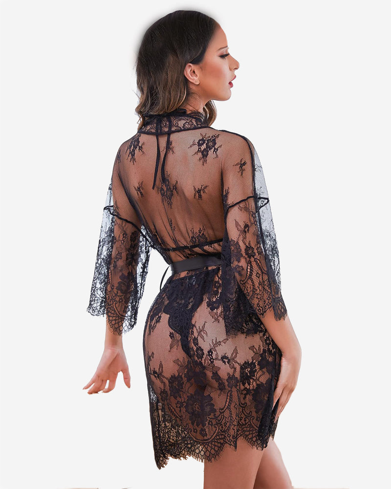 Calindra – Lace Robe & Teddy Set