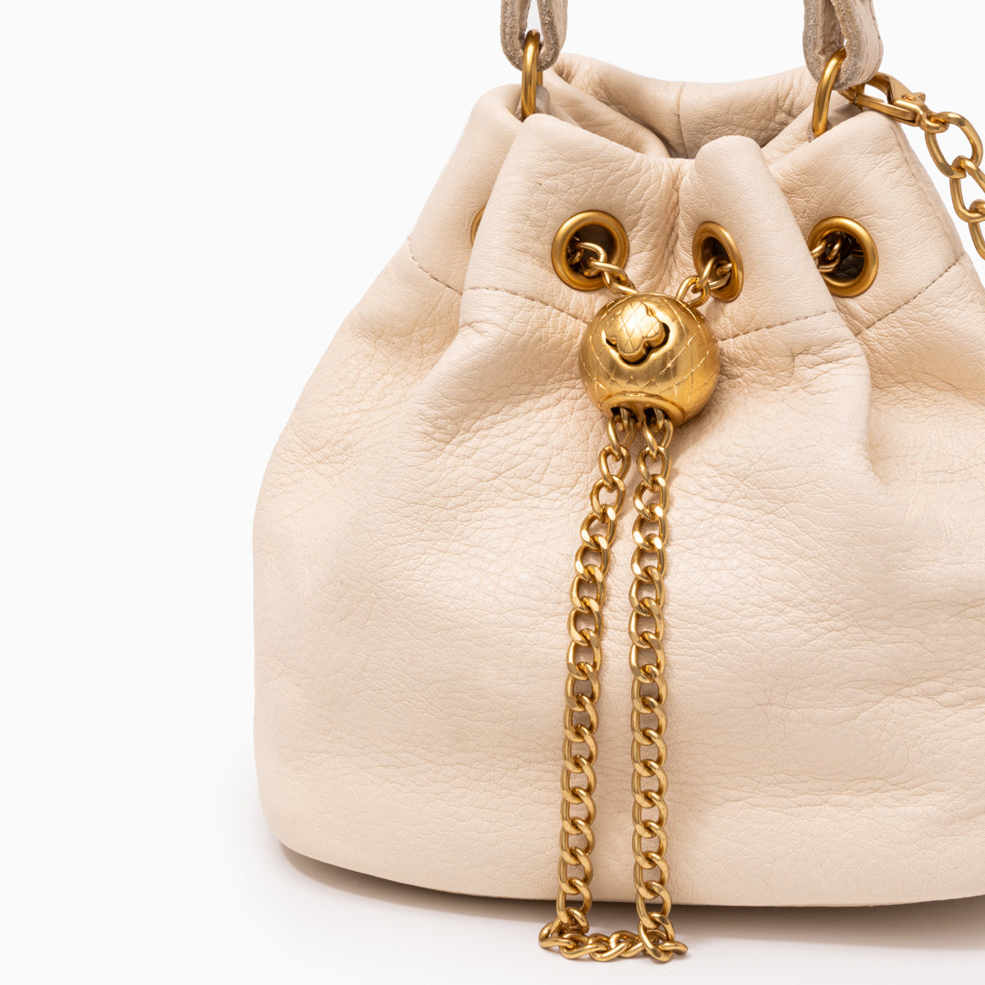 Sameera Leather Drawstring Bucket Bag
