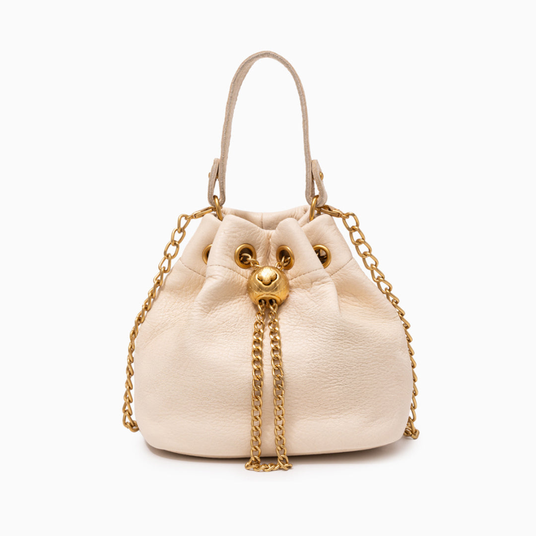 Sameera Leather Drawstring Bucket Bag