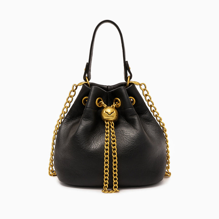 Sameera Leather Drawstring Bucket Bag