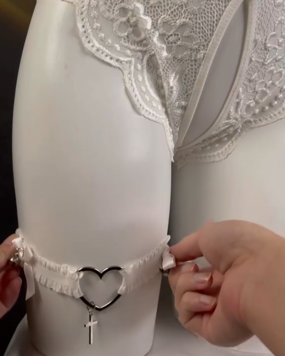 Zyrelith – Lace Open-Crotch Pajama Set with Heart Detail