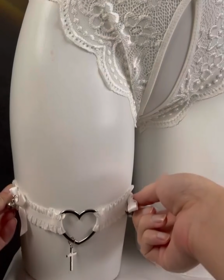 Zyrelith – Lace Open-Crotch Pajama Set with Heart Detail