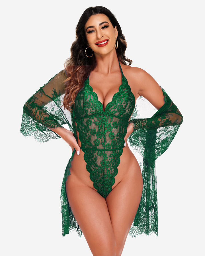 Calindra – Lace Robe & Teddy Set