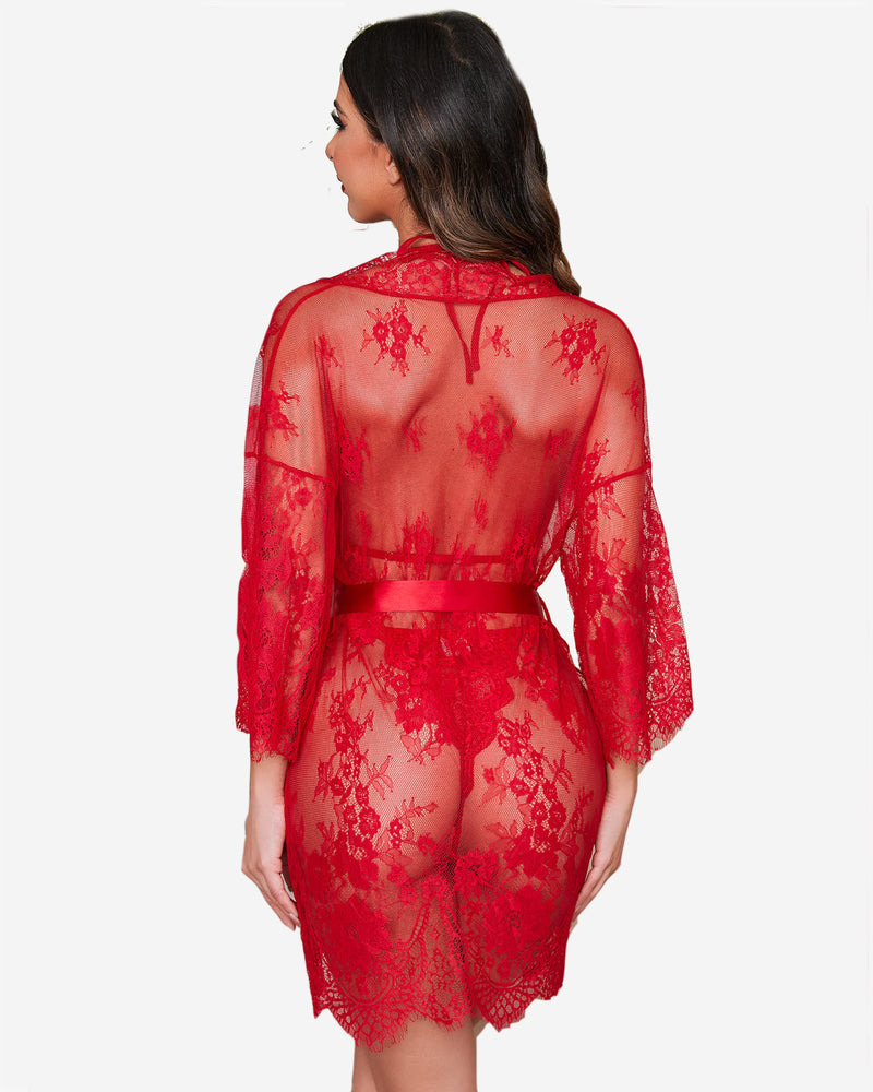 Calindra – Lace Robe & Teddy Set