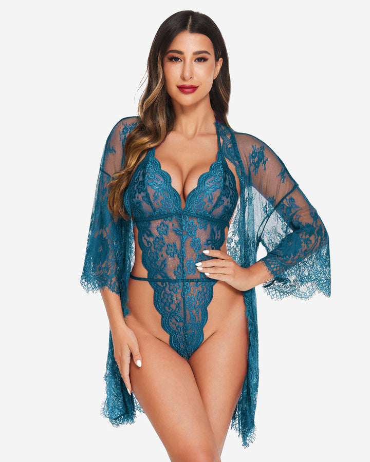 Calindra – Lace Robe & Teddy Set