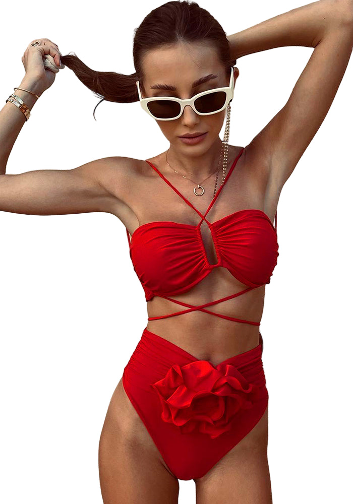 Robine - Bikini with Halterneck and Flower Detail