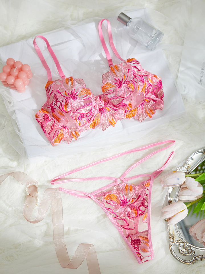 Althea – Floral Embroidered Lingerie Set
