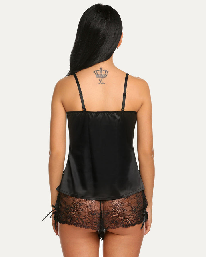 Sylvarine – Lace Cami and Satin Shorts Set