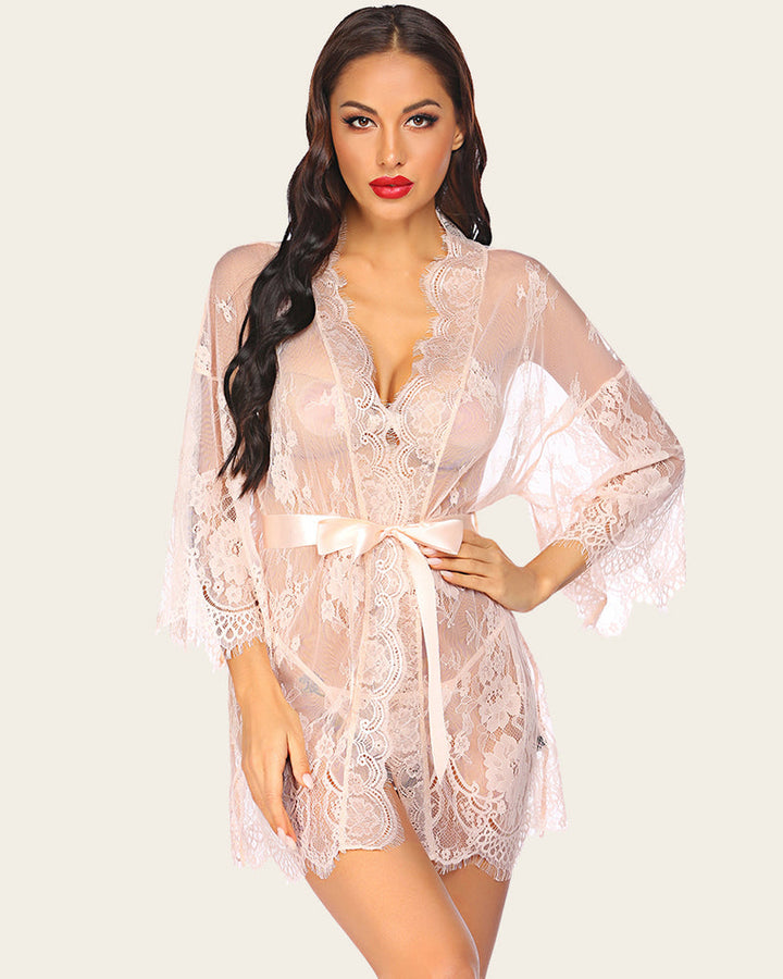 Elvarisse – Lace Kimono Mesh Robe