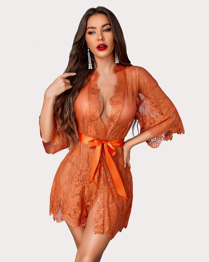 Elvarisse – Lace Kimono Mesh Robe
