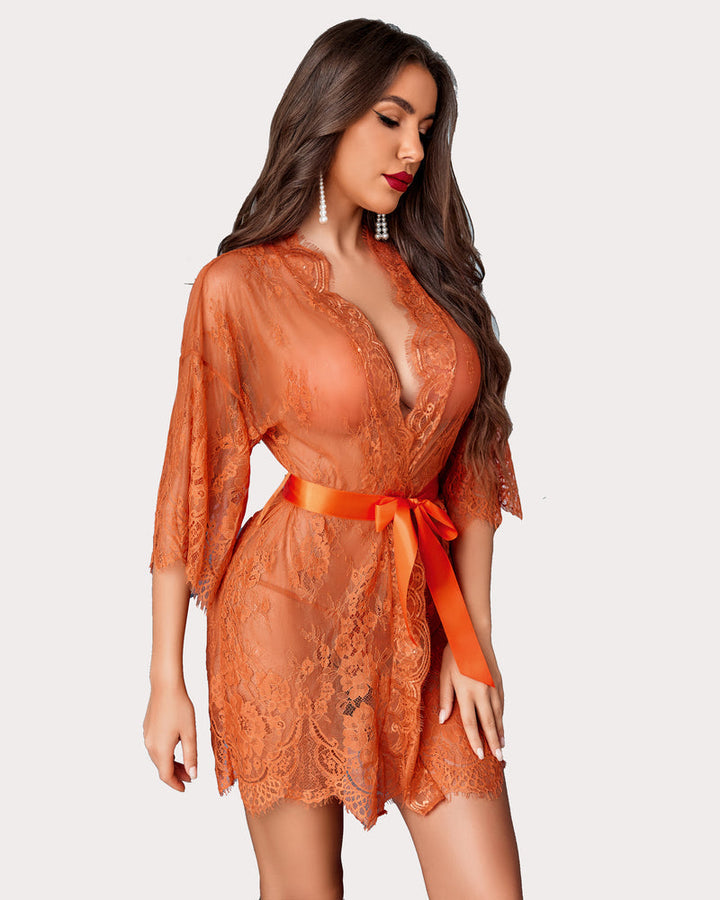 Elvarisse – Lace Kimono Mesh Robe