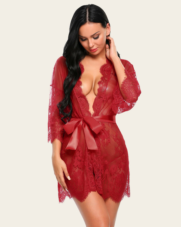 Elvarisse – Lace Kimono Mesh Robe