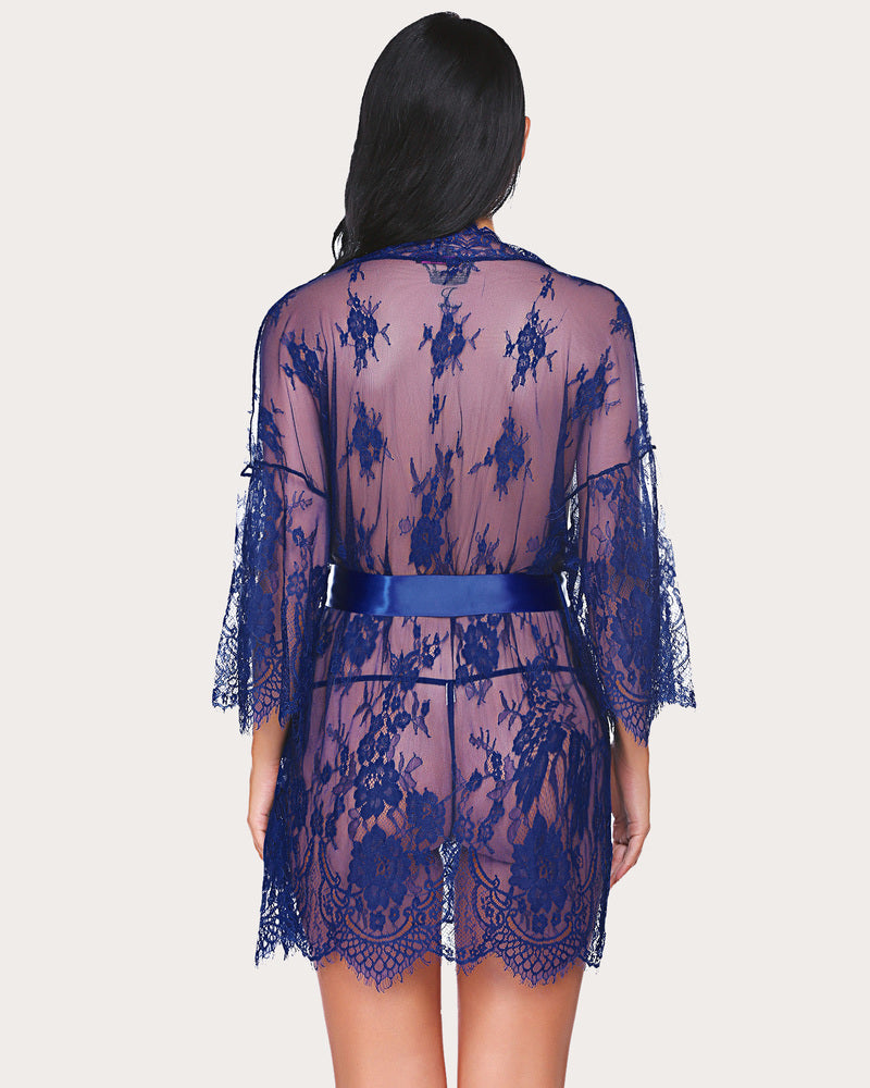 Elvarisse – Lace Kimono Mesh Robe