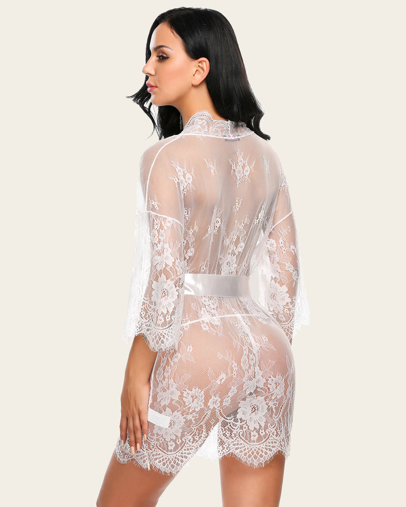 Elvarisse – Lace Kimono Mesh Robe