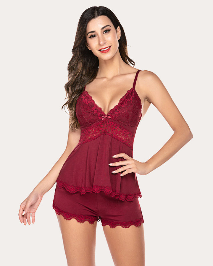Evelynorae – Lace Floral Pajama Set