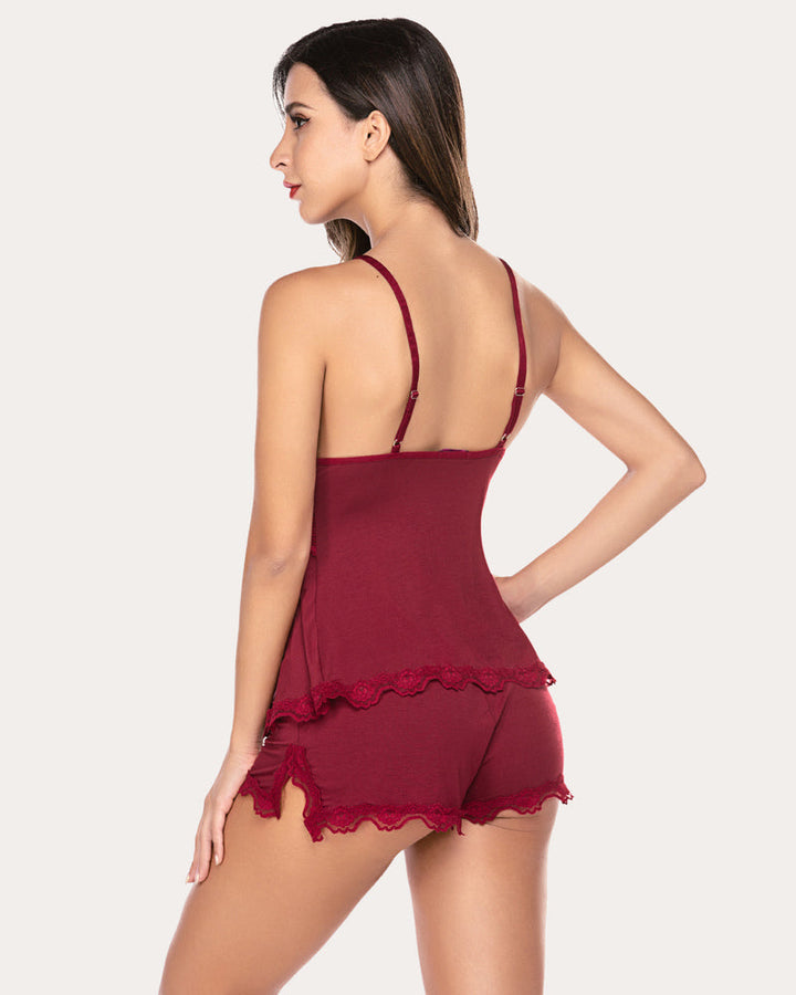 Evelynorae – Lace Floral Pajama Set
