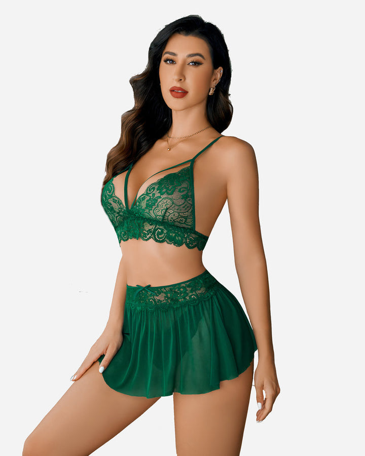 Sylvette – Lace Bralette Skirt Set