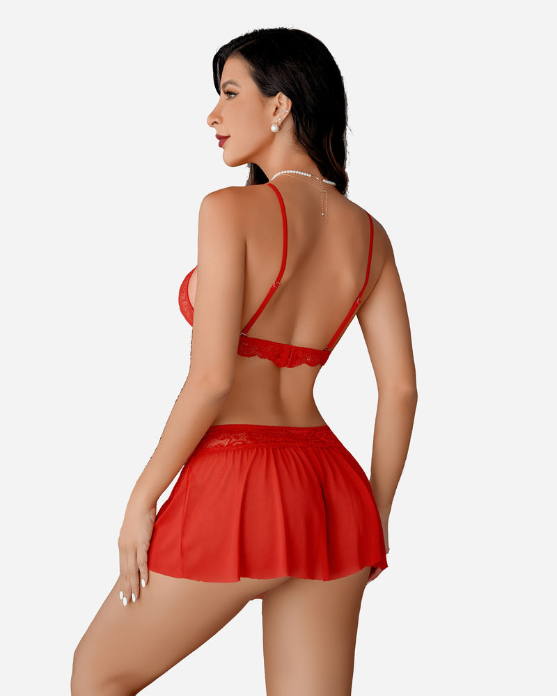 Sylvette – Lace Bralette Skirt Set