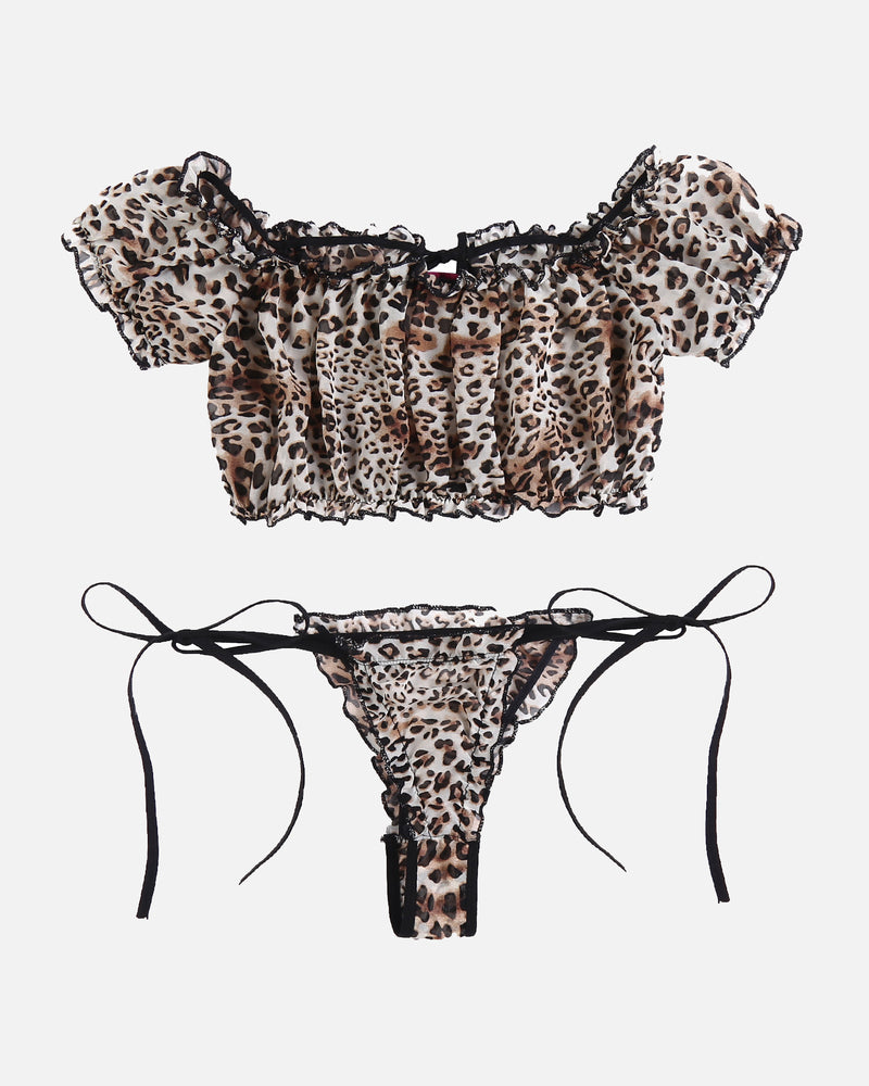 Evolet – Floral Mesh Ruffle Lingerie Set