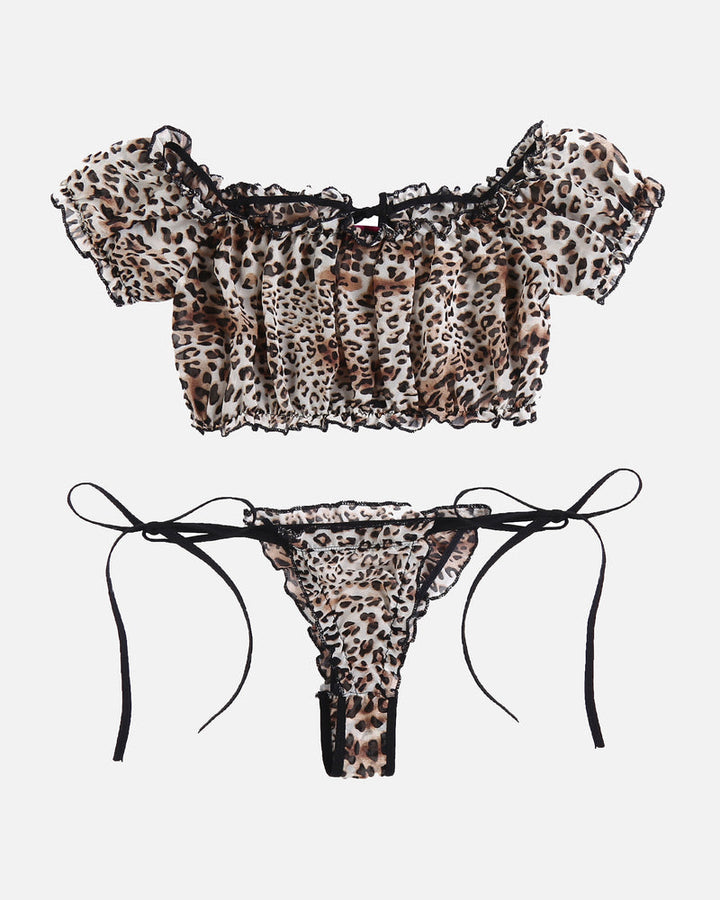 Evolet – Floral Mesh Ruffle Lingerie Set