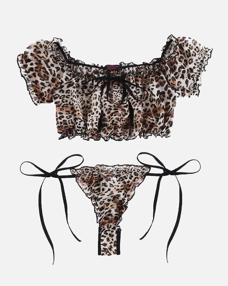 Evolet – Floral Mesh Ruffle Lingerie Set
