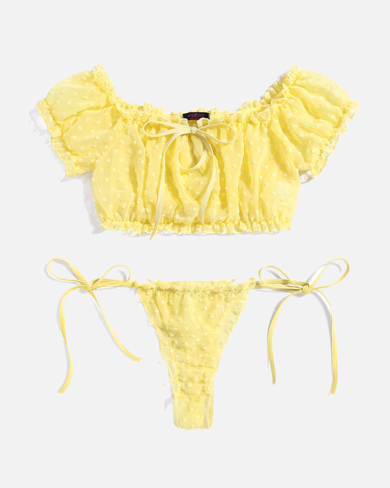 Evolet – Floral Mesh Ruffle Lingerie Set
