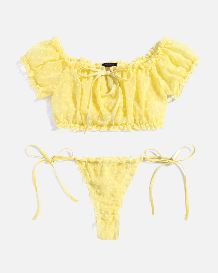 Evolet – Floral Mesh Ruffle Lingerie Set