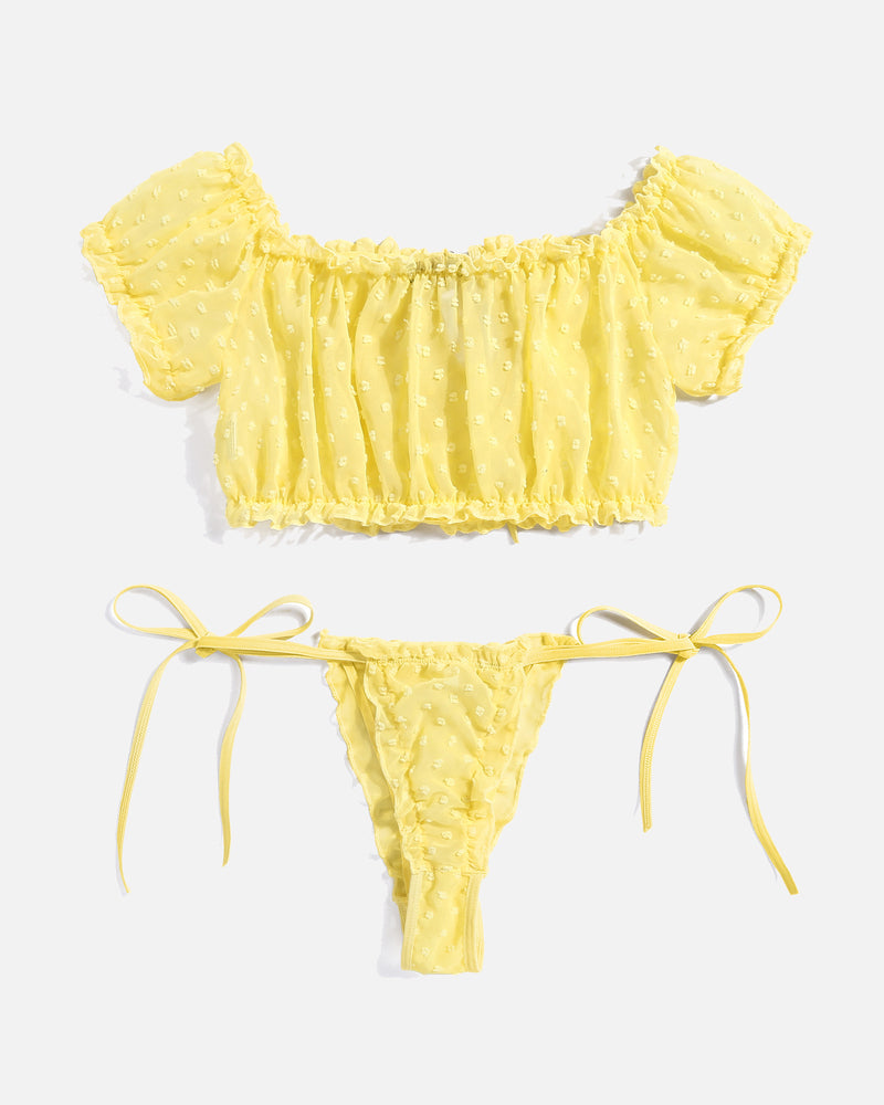Evolet – Floral Mesh Ruffle Lingerie Set