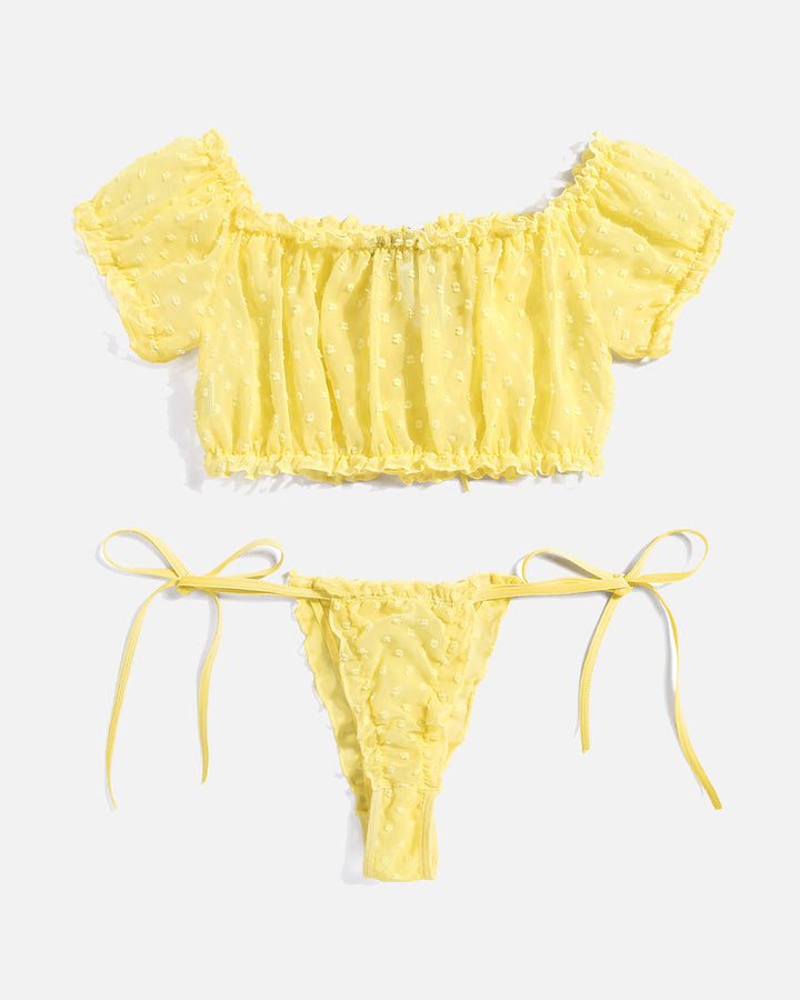 Evolet – Floral Mesh Ruffle Lingerie Set