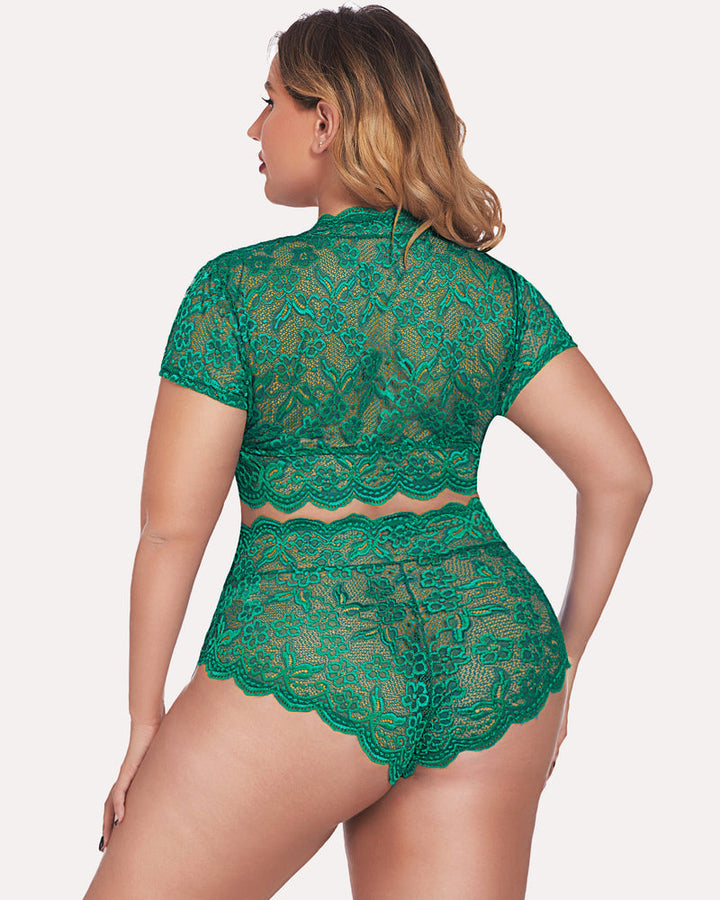 Romina – Plus Size Lace Trim Set