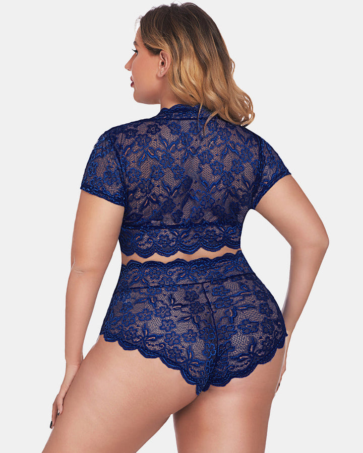 Romina – Plus Size Lace Trim Set