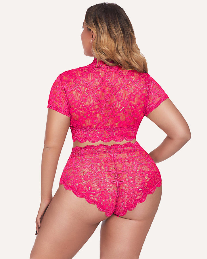 Romina – Plus Size Lace Trim Set