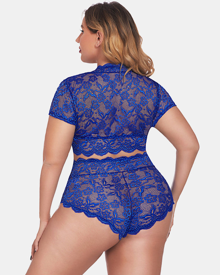 Romina – Plus Size Lace Trim Set
